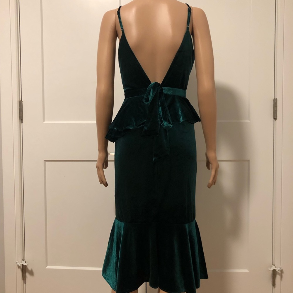 Yumi Kim Dominique Green Velvet Peplum Strappy Dress XSP - Picture 8 of 8